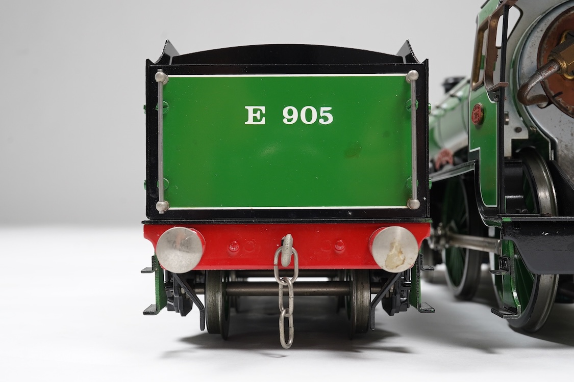 A Gauge One Aster Hobbies live steam Southern Railway Schools Class 4-4-0 tender locomotive, Tonbridge 905, with spirit fired working two cylinder slide valve motion. Together with assembly diagrams and some other paperw